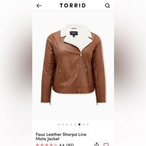 Torrid Brown Faux Leather Moto Jacket with Sherpa Collar